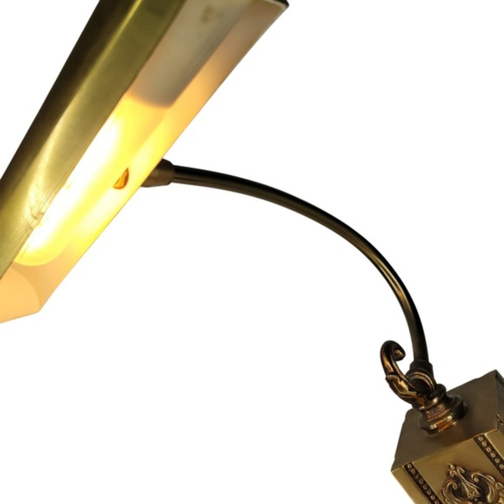 Vintage Brass‎ Lamp Bankers Piano Desk Adjustable head Ornate Base MCM - Picture 10 of 11